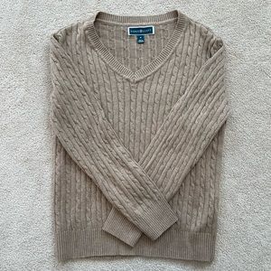 Long sleeve v-neck cable sweater